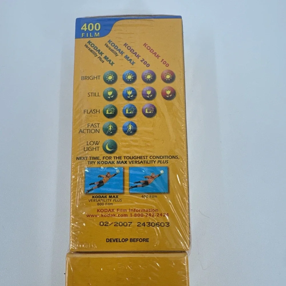 Kodak Max Versatility 400 35mm Color Film 7 Rolls, Expired 2/2007